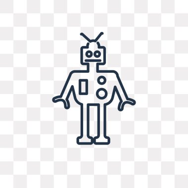 Kullandığınız web ve mobil askeri robot makine vektör anahat simgesini şeffaf arka plan üzerinde yüksek kalitede doğrusal askeri robot makine saydamlık kavramı izole olabilir
