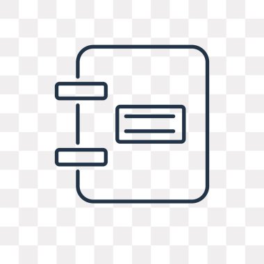 Defter vektör anahat simgesini şeffaf arka plan üzerinde yüksek kalitede doğrusal defter saydamlık kavramı izole olabilir kullanılan web ve mobil