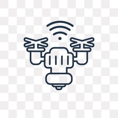 Dron vektör anahat simgesini şeffaf arka plan üzerinde yüksek kalitede doğrusal dron saydamlık kavramı izole olabilir kullanılan web ve mobil
