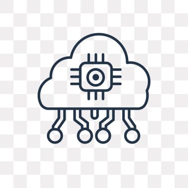 Bulut bilgi işlem vektör anahat simgesini şeffaf arka plan üzerinde izole, yüksek kalitede doğrusal bulut bilgi işlem saydamlık kavramı kullanılan web ve mobil olabilir