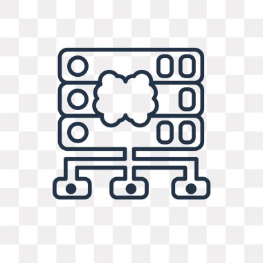 Sunucular üzerinde şeffaf arka plan izole anahat simgesini vektör, yüksek kalitede doğrusal sunucuları saydamlık kavramı kullanılan web ve mobil olabilir