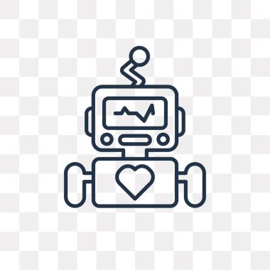 Kullandığınız web ve mobil robot vektör anahat simgesini şeffaf arka plan üzerinde yüksek kalitede doğrusal Robot saydamlık kavramı izole olabilir