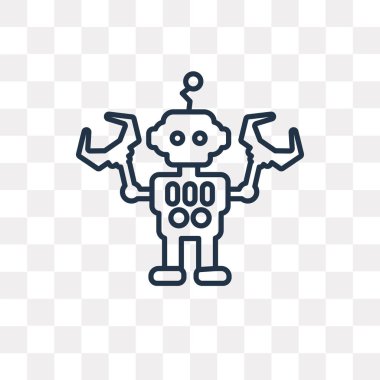 Kullandığınız web ve mobil robot vektör anahat simgesini şeffaf arka plan üzerinde yüksek kalitede doğrusal Robot saydamlık kavramı izole olabilir