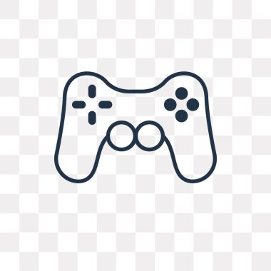 Oyun kontrol vektör anahat simgesini şeffaf arka plan üzerinde yüksek kalitede doğrusal oyun kontrol saydamlık kavramı izole olabilir kullanılan web ve mobil