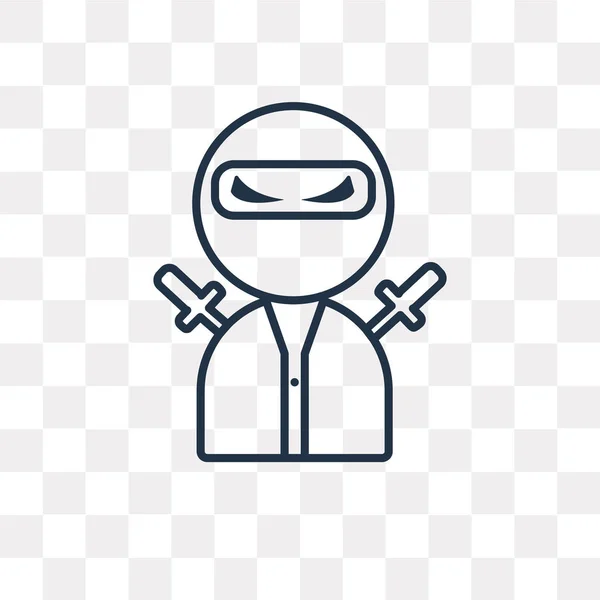 Ninja Icona Contorno Vettoriale Isolato Sfondo Trasparente Concetto Trasparenza Ninja — Vettoriale Stock