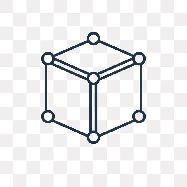 Icono Del Contorno Del Cubo Vectorial Aislado Sobre Fondo Transparente — Vector de stock