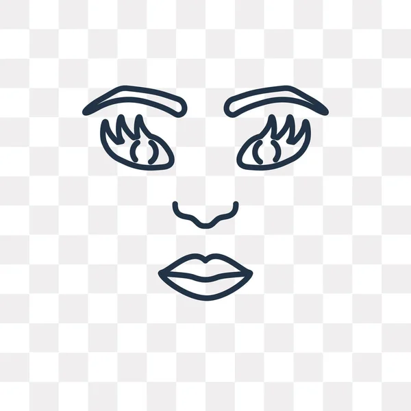 Woman Face Icône Contour Vectoriel Isolé Sur Fond Transparent Haute — Image vectorielle