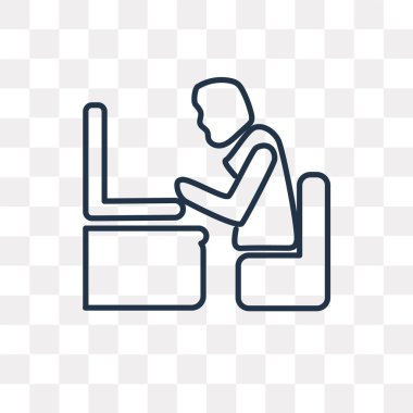 Bilgisayar ekran vektör anahat simgesini şeffaf arka plan üzerinde yüksek kaliteli bilgisayar ekranı saydamlık kavramı ile doğrusal adam-ebilmek var olmak izole adamla kullanılan web ve mobil