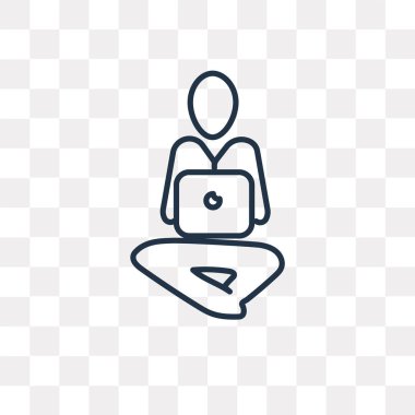 Adam Typing vektör anahat simgesini şeffaf arka plan üzerinde yüksek kalitede doğrusal adam yazarak saydamlık kavramı izole olabilir kullanılan web ve mobil