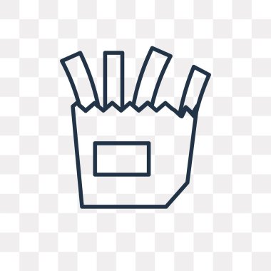 Kızarmış patates kutusu vektör anahat simgesini şeffaf arka plan üzerinde yüksek kalitede doğrusal kızarmış patates kutusu saydamlık kavramı izole kullanılan web ve mobil olabilir