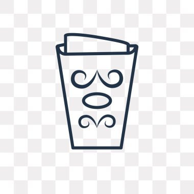 Saydam arka plan üzerinde yüksek kalitede doğrusal karton fincan saydamlık kavramı izole karton bardak vektör anahat simgesini kullandığınız web ve mobil olabilir