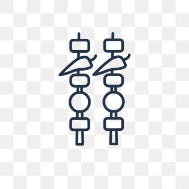 İki Brochettes anahat simgesini şeffaf arka plan üzerinde izole vektör, yüksek kalitede doğrusal iki Brochettes saydamlık kavramı kullanılan web ve mobil olabilir