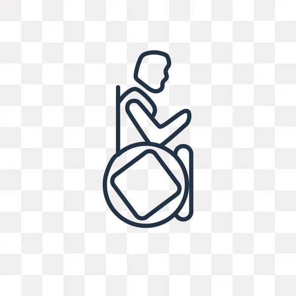 男子在轮椅矢量轮廓图标隔离在透明的背景下 高品质的线性人在轮椅透明度概念可以使用网络和移动 — 图库矢量图片