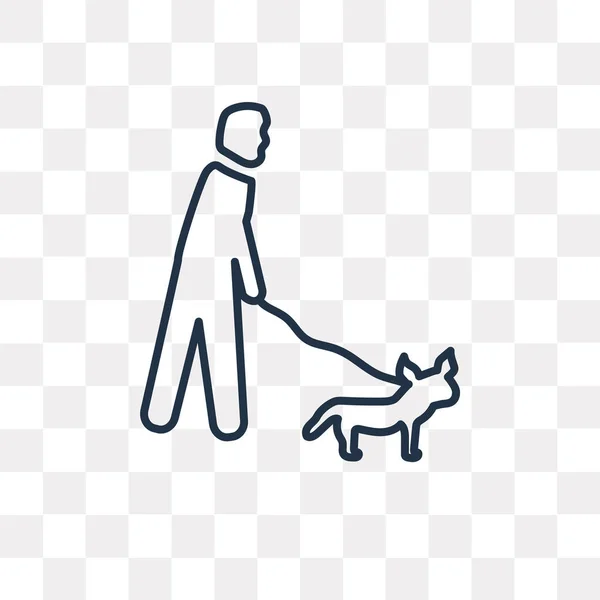 步行狗矢量轮廓图标隔离在透明的背景 高品质线性步行狗的透明度概念可以使用网络和移动 — 图库矢量图片