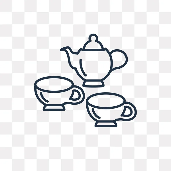 Tea Set Vector Outline Icon Isolated Transparent Background High Quality — Stock Vector
