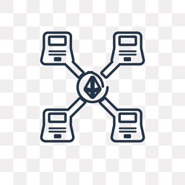 Ethereum vektör anahat simgesini şeffaf arka plan üzerinde yüksek kalitede doğrusal Ethereum saydamlık kavramı izole olabilir kullanılan web ve mobil