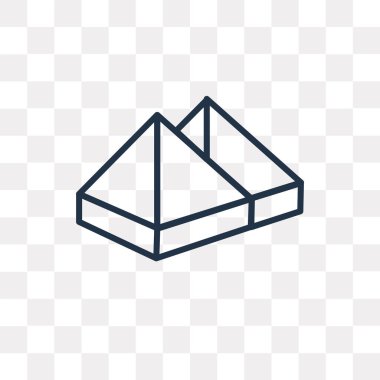 Piramit vektör anahat simgesini şeffaf arka plan üzerinde yüksek kalitede doğrusal piramit saydamlık kavramı izole olabilir kullanılan web ve mobil