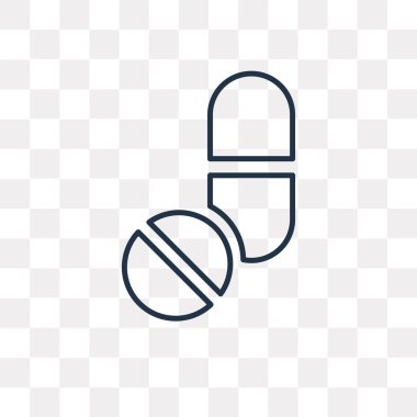 Tıp vektör anahat simgesini şeffaf arka plan üzerinde yüksek kalitede doğrusal tıp saydamlık kavramı izole olabilir kullanılan web ve mobil