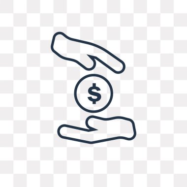 Bağış vektör anahat simgesini şeffaf arka plan üzerinde yüksek kalitede doğrusal bağış saydamlık kavramı izole olabilir kullanılan web ve mobil