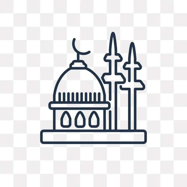Moskee Vector Overzicht Pictogram Geïsoleerd Transparante Achtergrond Hoge Kwaliteit Lineaire — Stockvector