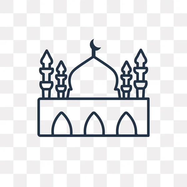 Icône Contour Vectoriel Mosquée Isolé Sur Fond Transparent Concept Transparence — Image vectorielle