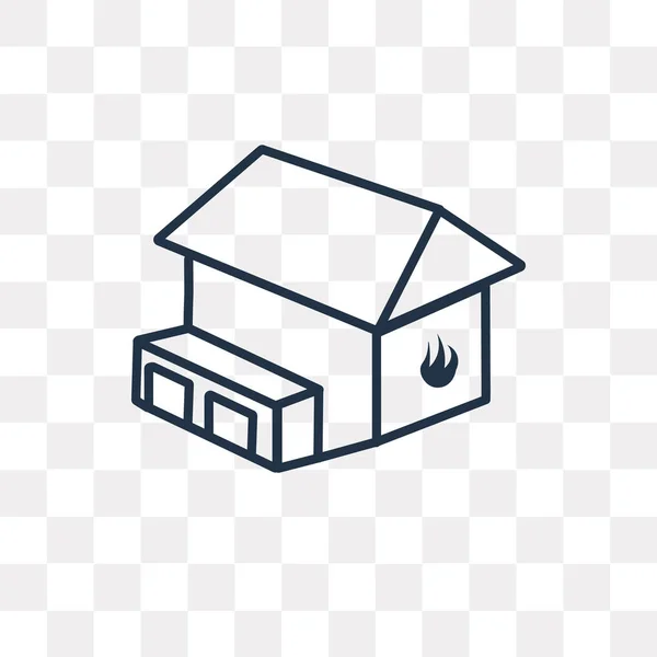 Icône Contour Vectoriel Caserne Pompiers Isolé Sur Fond Transparent Concept — Image vectorielle