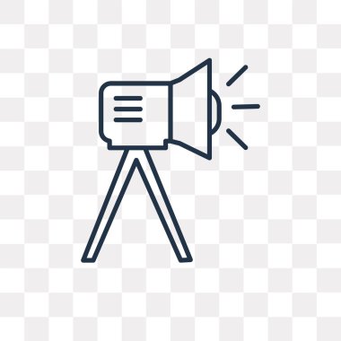 Sinema ışık kaynak vektör anahat simgesini şeffaf arka plan üzerinde yüksek kalitede doğrusal sinema ışık kaynağı saydamlık kavramı izole olabilir kullanılan web ve mobil