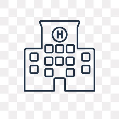 Hastane vektör anahat simgesini şeffaf arka plan üzerinde yüksek kalitede doğrusal hastane saydamlık kavramı izole olabilir kullanılan web ve mobil