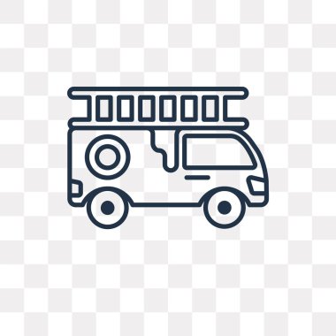 Yangın kamyon vektör anahat simgesini şeffaf arka plan üzerinde yüksek kalitede doğrusal yangın kamyon saydamlık kavramı izole olabilir kullanılan web ve mobil