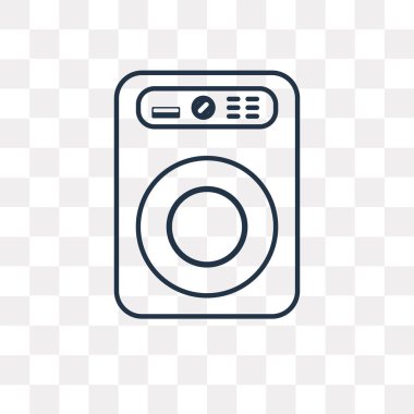 Makine vektör anahat simgesini şeffaf arka plan üzerinde izole yıkama, yüksek kalitede doğrusal çamaşır makinesi saydamlık kavramı kullanılan web ve mobil olabilir