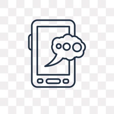 Saydam arka plan üzerinde yüksek kalitede doğrusal hareket eden sohbet saydamlık kavramı izole hareket eden sohbet etmek vektör anahat simgesini kullandığınız web ve mobil olabilir