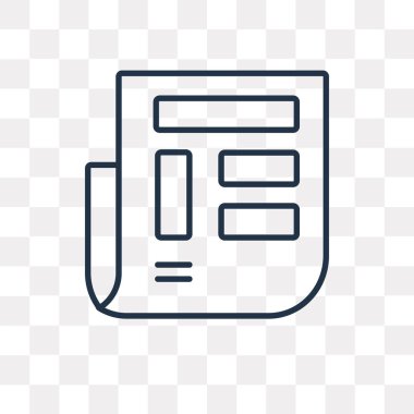 Gazete vektör anahat simgesini şeffaf arka plan üzerinde yüksek kalitede doğrusal gazete saydamlık kavramı izole olabilir kullanılan web ve mobil