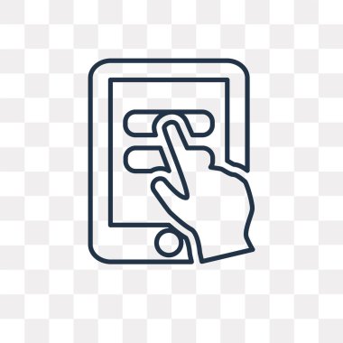 Saydam arka plan üzerinde yüksek kalitede doğrusal Ereader saydamlık kavramı izole Ereader vektör anahat simgesini kullandığınız web ve mobil olabilir