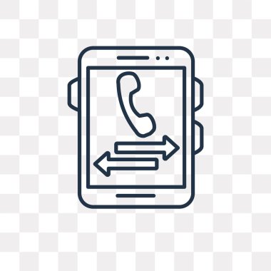 Kullandığınız web ve mobil telefon vektör anahat simgesini şeffaf arka plan üzerinde yüksek kalitede doğrusal telefon görüşmesi saydamlık kavramı izole olabilir