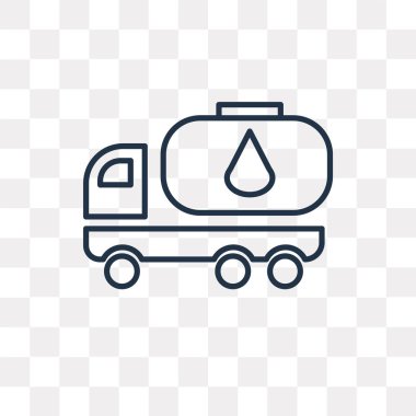 Yakıt kamyonu vektör anahat simgesini şeffaf arka plan üzerinde yüksek kalitede doğrusal Benzin tankeri saydamlık kavramı izole olabilir kullanılan web ve mobil