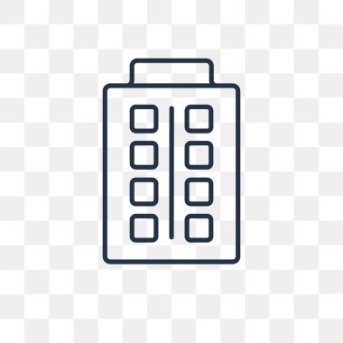 Büyük bina vektör anahat simgesini şeffaf arka plan üzerinde yüksek kalitede doğrusal büyük bina saydamlık kavramı izole olabilir kullanılan web ve mobil