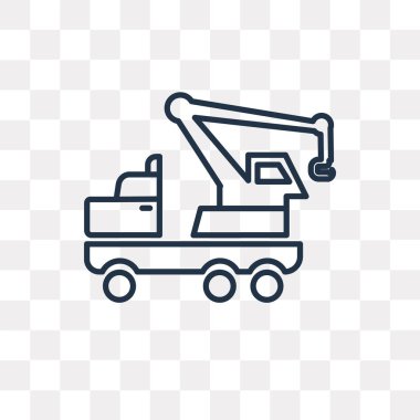 Kullandığınız web ve Mobil vinç kamyon vektör anahat simgesini şeffaf arka plan üzerinde yüksek kalitede doğrusal vinç kamyon saydamlık kavramı izole olabilir