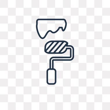 Saydam arka plan üzerinde izole merdane ve boya vektör anahat simgesi, yüksek kalitede doğrusal rulman ve boya saydamlık kavramı olabilir kullanılan web ve mobil