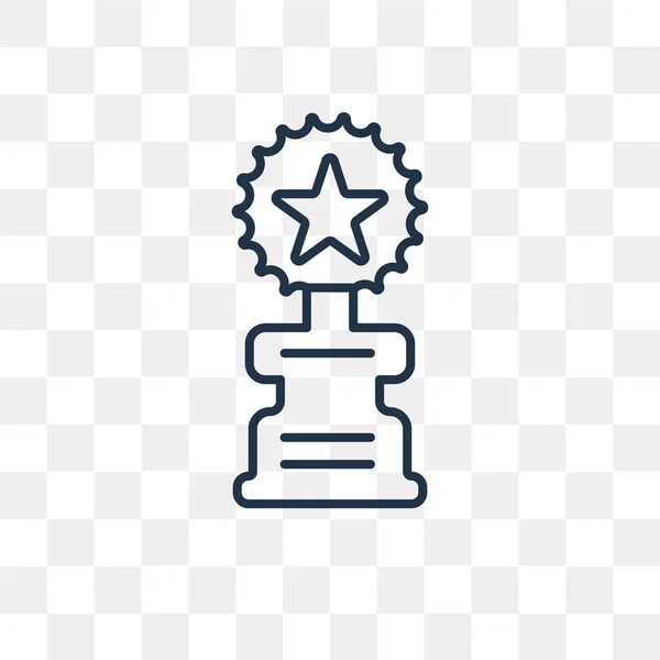 Trophy Met Een Ster Vector Overzicht Pictogram Geïsoleerd Transparante Achtergrond — Stockvector