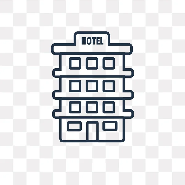 Icône Contour Vectoriel Hôtel Isolé Sur Fond Transparent Concept Linéaire — Image vectorielle