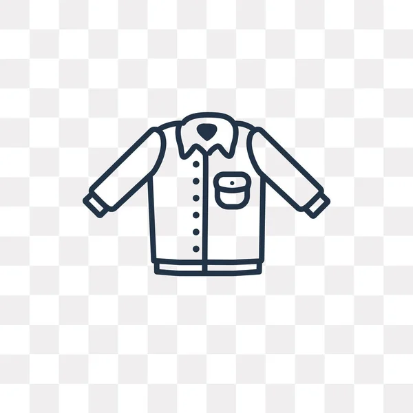 粗斜纹棉布衬衫矢量轮廓图标隔离在透明背景 高品质线性牛仔衬衫透明度概念可以使用网络和移动 — 图库矢量图片