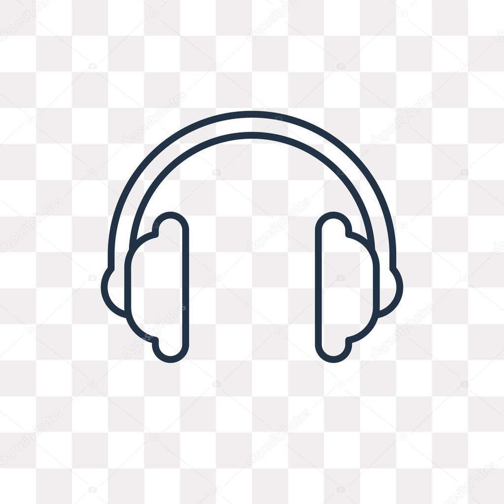 Headphone vector outline icon isolated on transparent background, high quality linear Headphone transparency concept can be used web and mobile