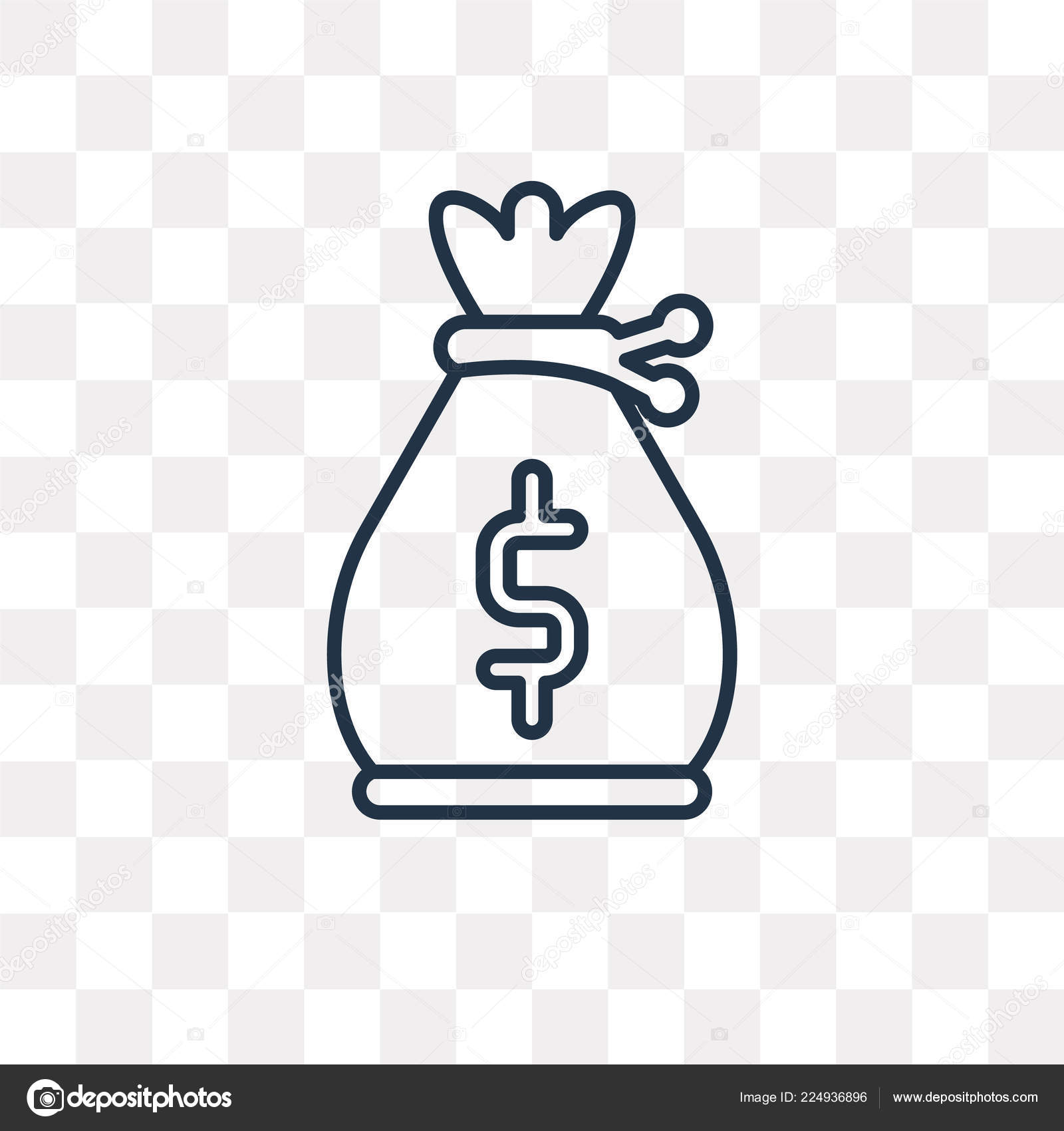 Money Bag High Outline Money Bag Vector Outline Icon - 