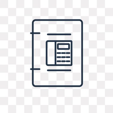 Telefon rehberi vektör anahat simgesini şeffaf arka plan üzerinde yüksek kalitede doğrusal telefon rehberi saydamlık kavramı izole olabilir kullanılan web ve mobil