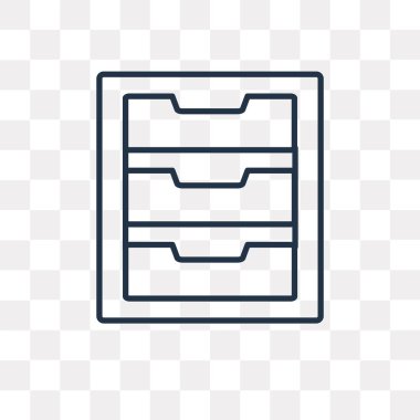 Çekmece vektör anahat simgesini şeffaf arka plan üzerinde yüksek kalitede doğrusal çekmece saydamlık kavramı izole olabilir kullanılan web ve mobil