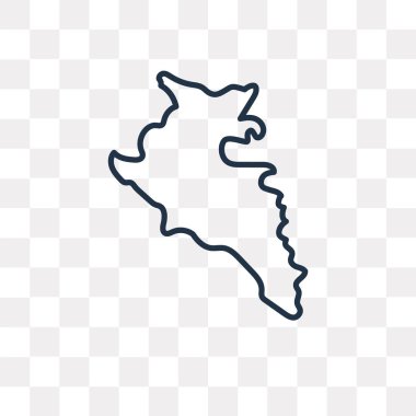 Peru Haritası vektör anahat simgesini şeffaf arka plan üzerinde yüksek kalitede doğrusal Peru harita saydamlık kavramı izole olabilir kullanılan web ve mobil