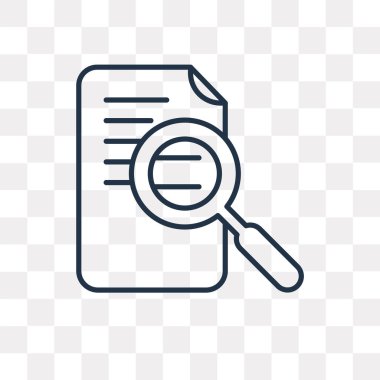 Araştırma vektör anahat simgesini şeffaf arka plan üzerinde yüksek kalitede doğrusal araştırma saydamlık kavramı izole olabilir kullanılan web ve mobil