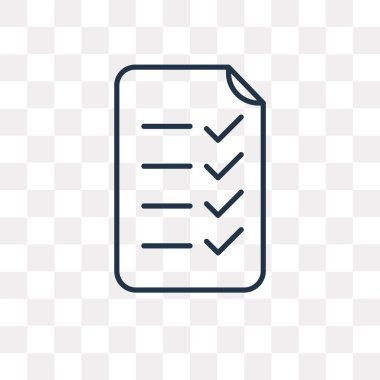 Saydam arka plan üzerinde yüksek kalitede doğrusal liste saydamlık kavramı izole listesi vektör anahat simgesini kullandığınız web ve mobil olabilir