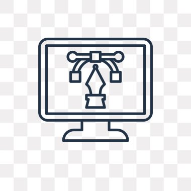 Kullandığınız web ve mobil bilgisayar vektör anahat simgesini şeffaf arka plan üzerinde yüksek kalitede doğrusal bilgisayar saydamlık kavramı izole olabilir