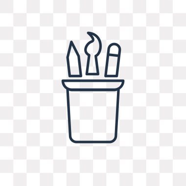 Saydam arka plan üzerinde yüksek kalitede doğrusal kalem case saydamlık kavramı izole kalem case vektör anahat simgesini kullandığınız web ve mobil olabilir